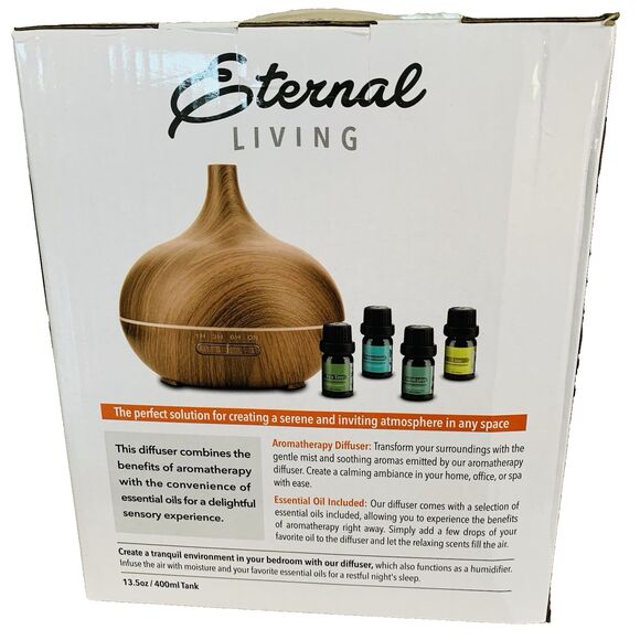 Eternal Living Aromatherapy Diffuser w/Essential Oils LED Light Cool Mist New Bx - Picture 5 of 6
